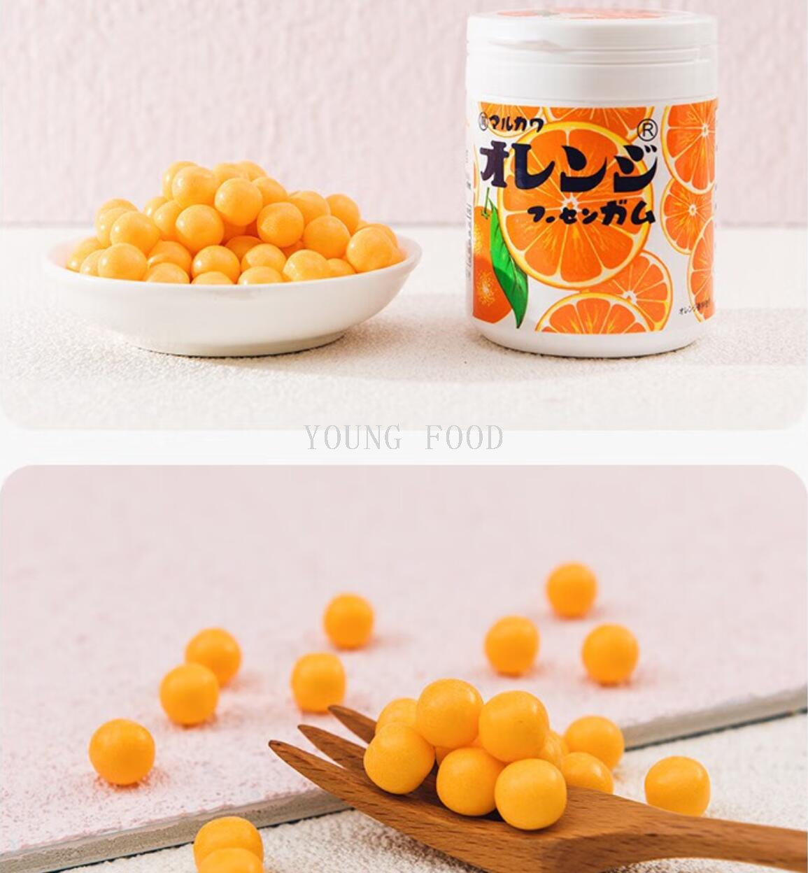 包邮！日本进口丸川橙子味口香糖130g GONGOLI口气爆香零食穿戴甲详情14