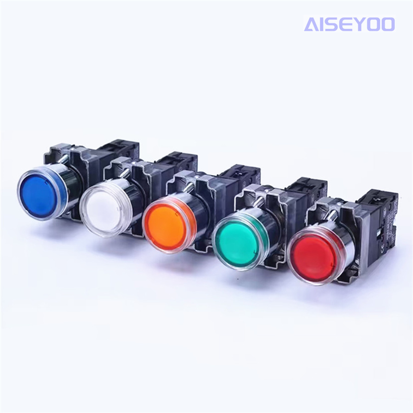 Metal flat head with light, start, stop and self-locking button XB2-BW3361/BW3462, switch self-resetting 220V to 24V