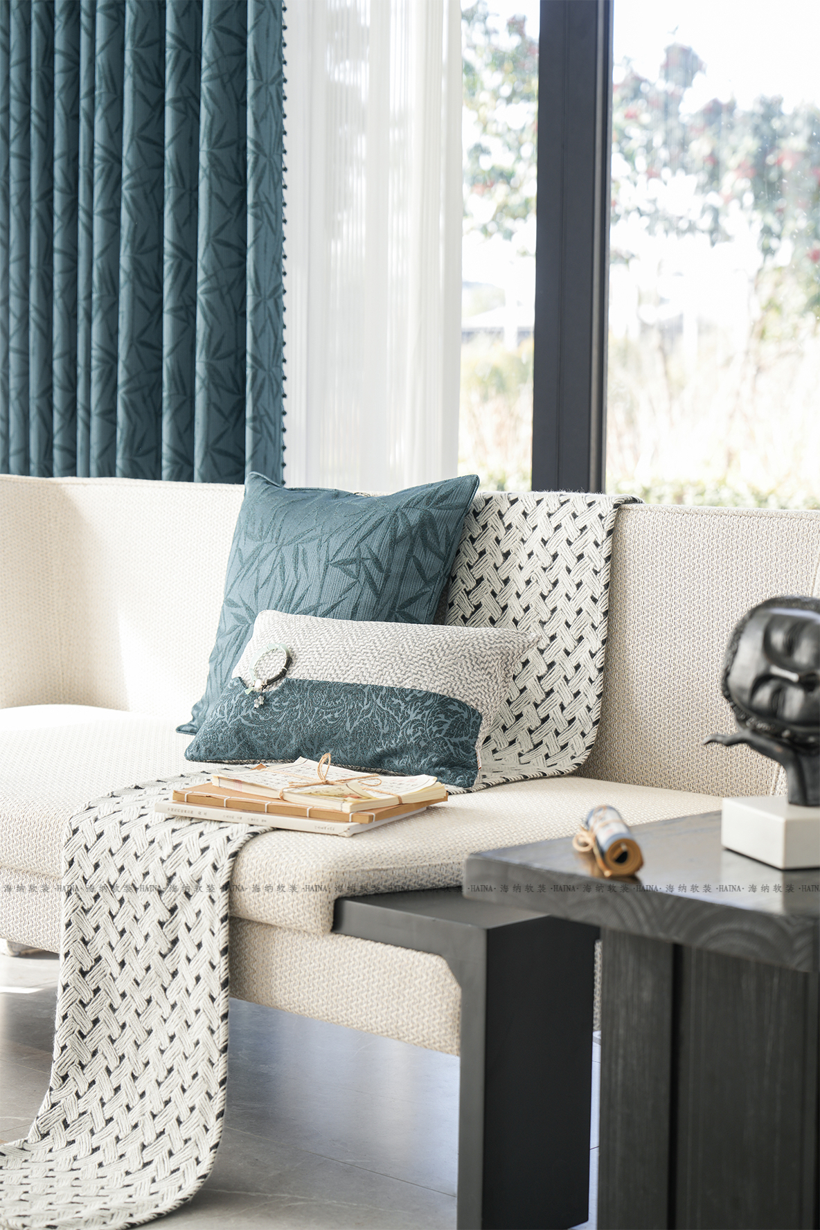 Direct sales of the new type of blackout curtains with bamboo shadows swaying in the national trend style, model 2005