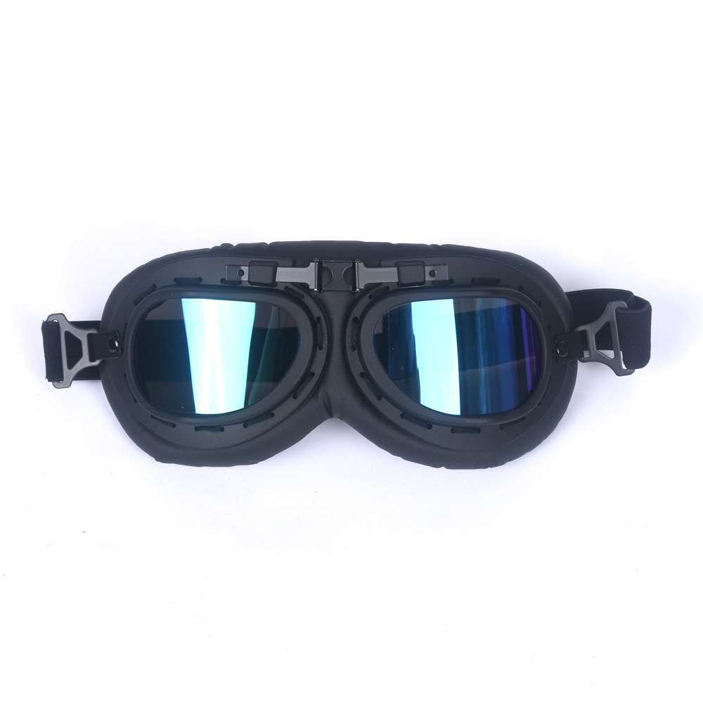 Motorcycle vintage riding goggles Mountaineering glasses windproof and waterproof black frame motocross pilot goggles Item Picture