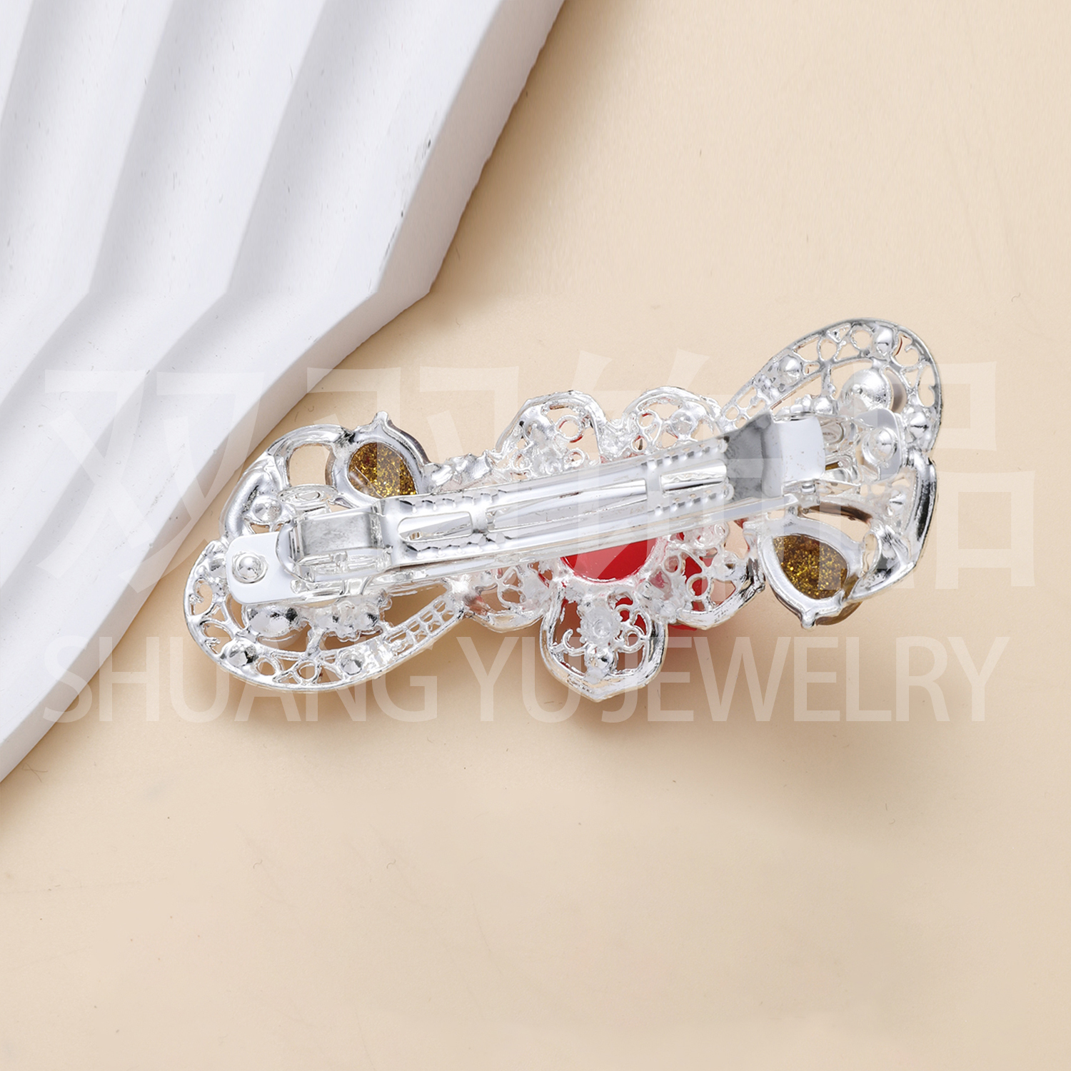 Crystal hair clips, hair curlers, large flowers, new hair accessories, European and American best-selling jewelry, hair clips, headwear, hair accessories, alloy hair clips, rhinestone hair clips, hair clips with pearls Specification image