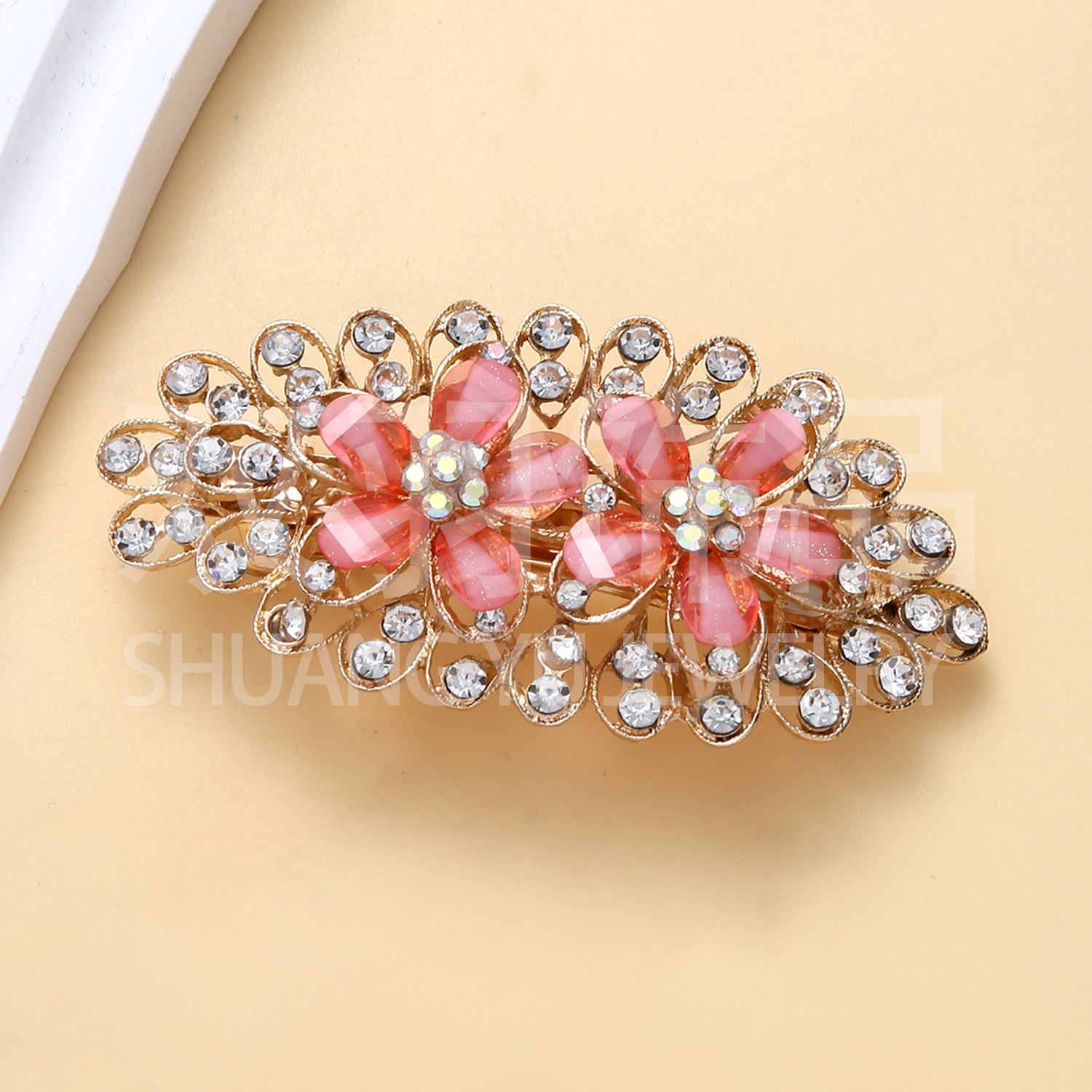 Crystal hair clips, hair curlers, large flowers, new hair accessories, European and American best-selling jewelry, hair clips, headwear, hair accessories, alloy hair clips, rhinestone hair clips, alloy hair accessories Item Picture