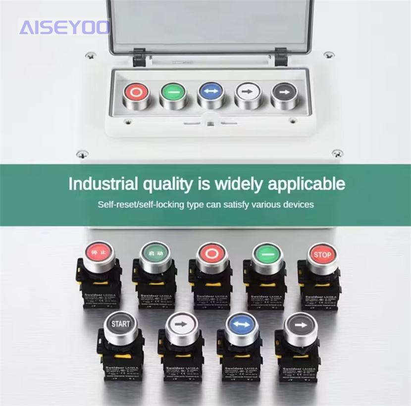 LA155-A1 waterproof high-current 10A self-resetting stop marked button switch 12V24V220 details Picture