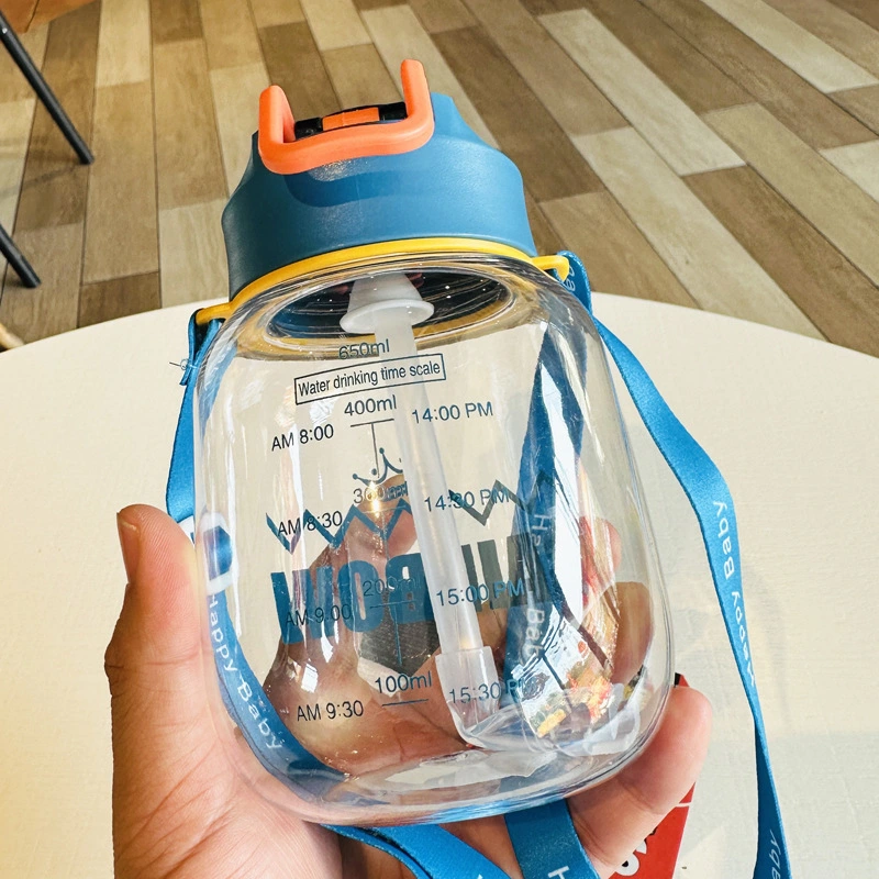 X152-XBD-6020 Children's water cup, cute for kindergarten boys, plastic straw, anti-drop, special for girls to go to school, small belly cup detail image 3