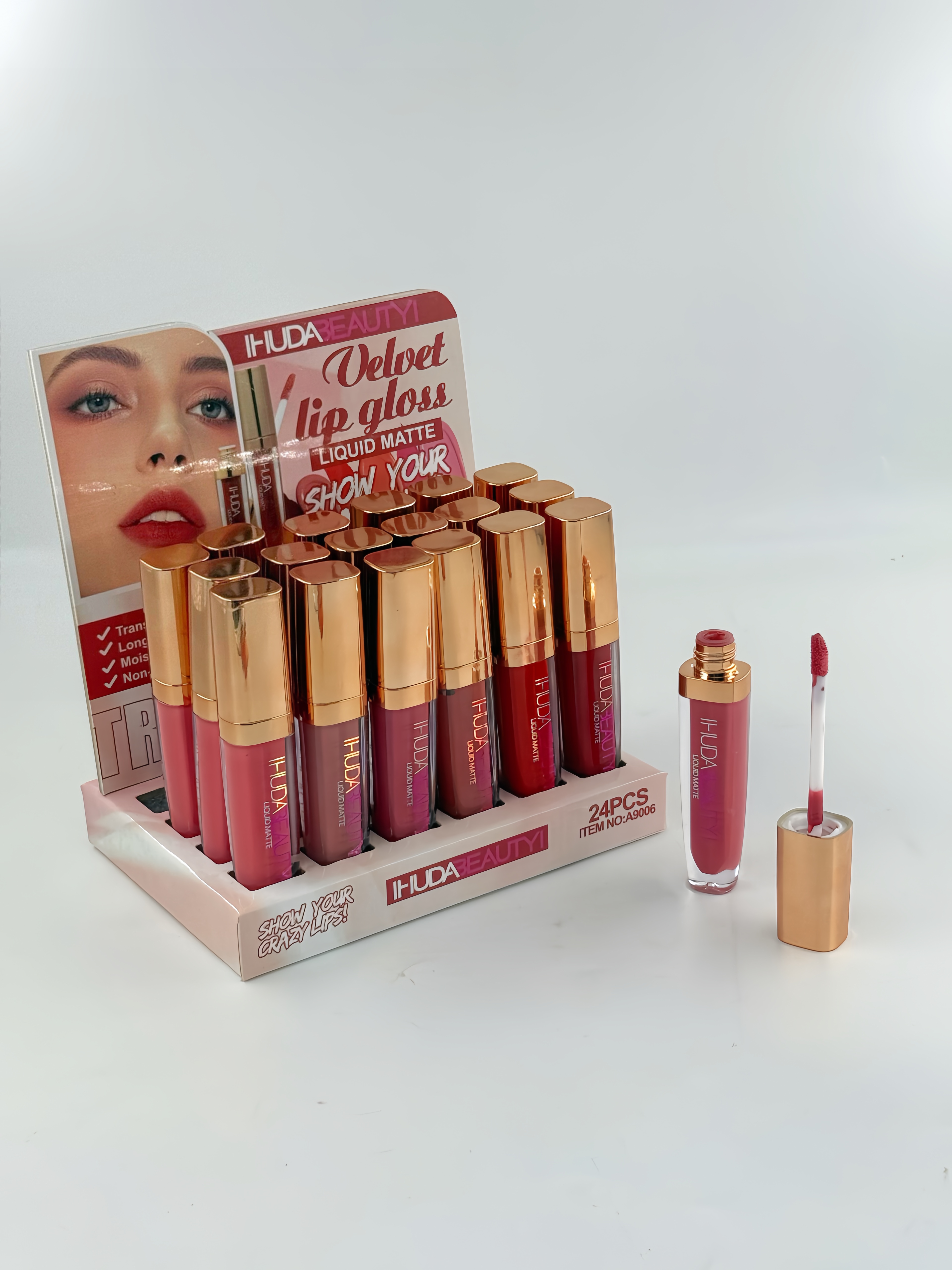 IHUDABEAUTYI Mirror Glossy Lip Glaze Non-stick Cup Non-Fade Hydrating White Lip Gloss Item Picture