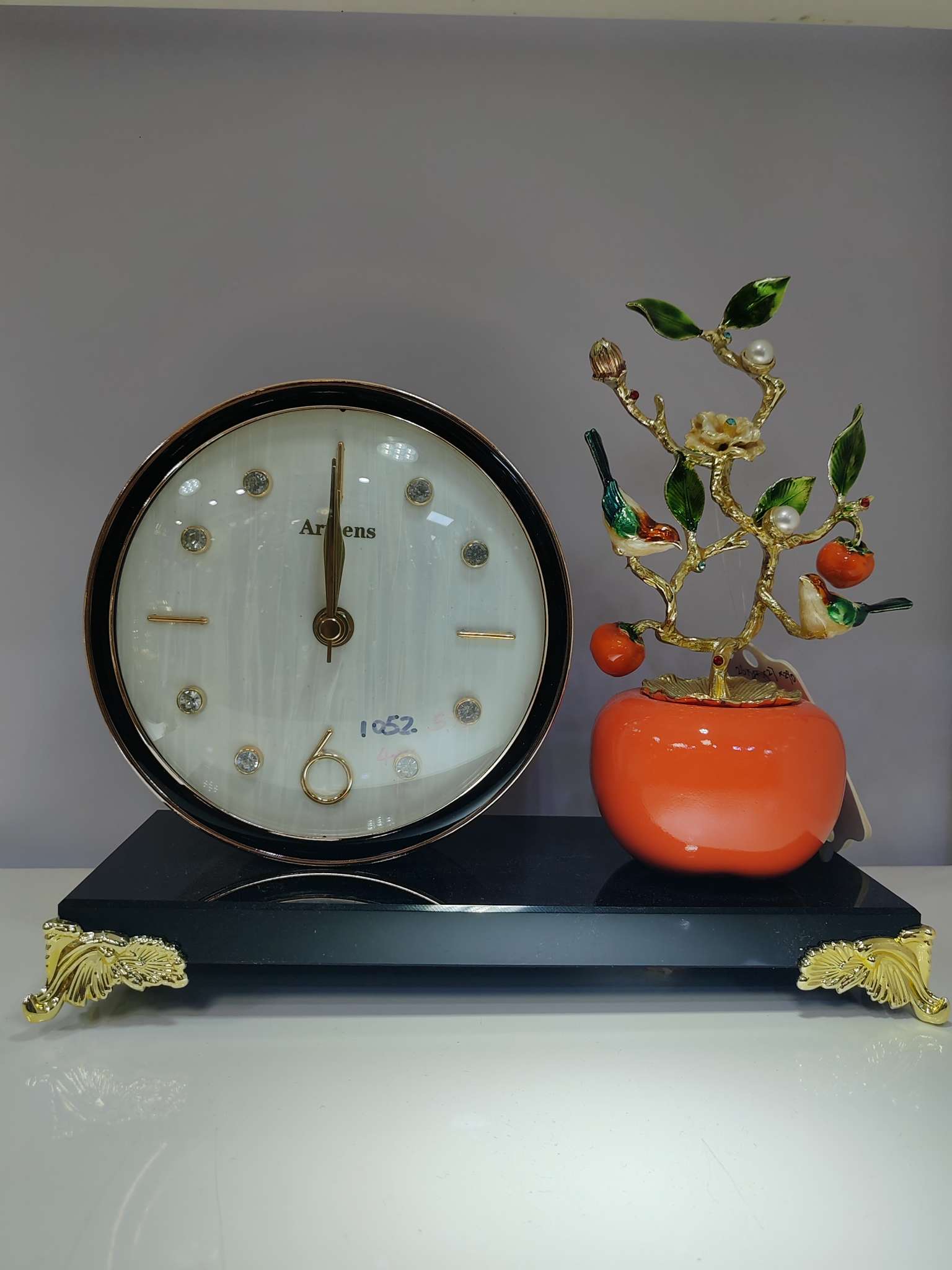 国潮 家饰精品 柿柿如意 座钟立钟落地钟 座钟 足金工艺 高端钟表装饰品钟表