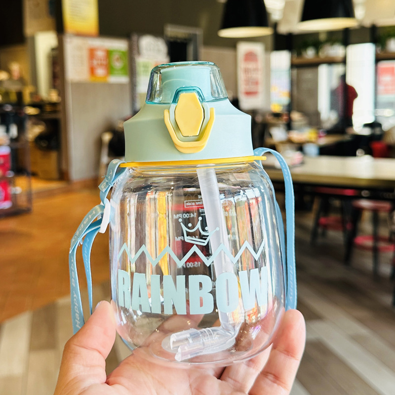 X152-XBD-6020 Children's water cup, cute for kindergarten boys, plastic straw, anti-drop, special for girls to go to school, small belly cup details Picture
