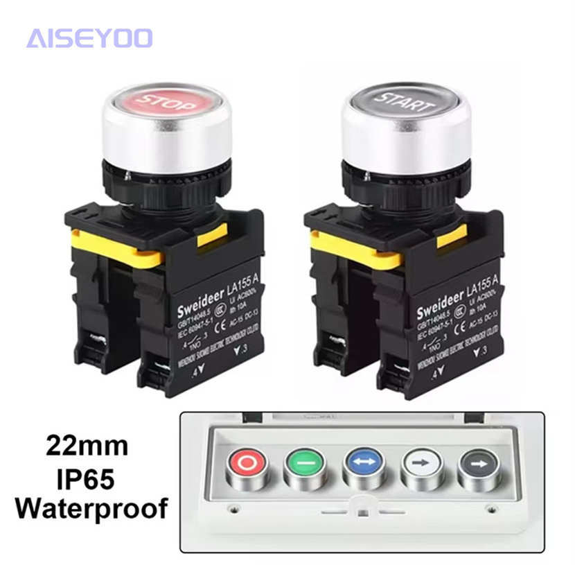 LA155-A1 waterproof high-current 10A self-resetting stop marked button switch 12V24V220