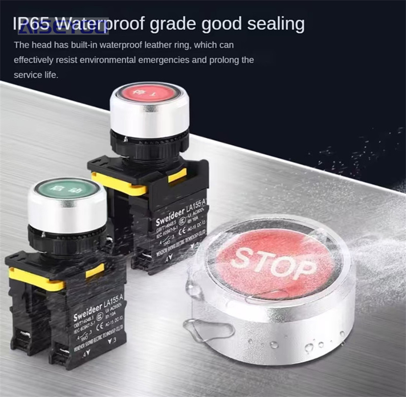 LA155-A1 waterproof high-current 10A self-resetting stop marked button switch 12V24V220 Specification image