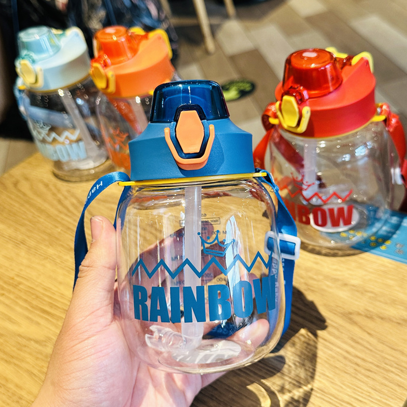 X152-XBD-6020 Children's water cup, cute for kindergarten boys, plastic straw, anti-drop, special for girls to go to school, small belly cup detail image 2
