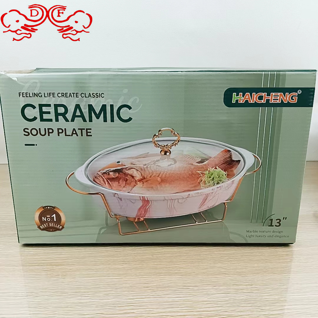 DF99003 Ceramic oval heating dry soup pot, Zhuge steamed and Grilled fish plate, vegetable plate, open stove, household alcohol stove, DF TRADINGHOUSE details Picture