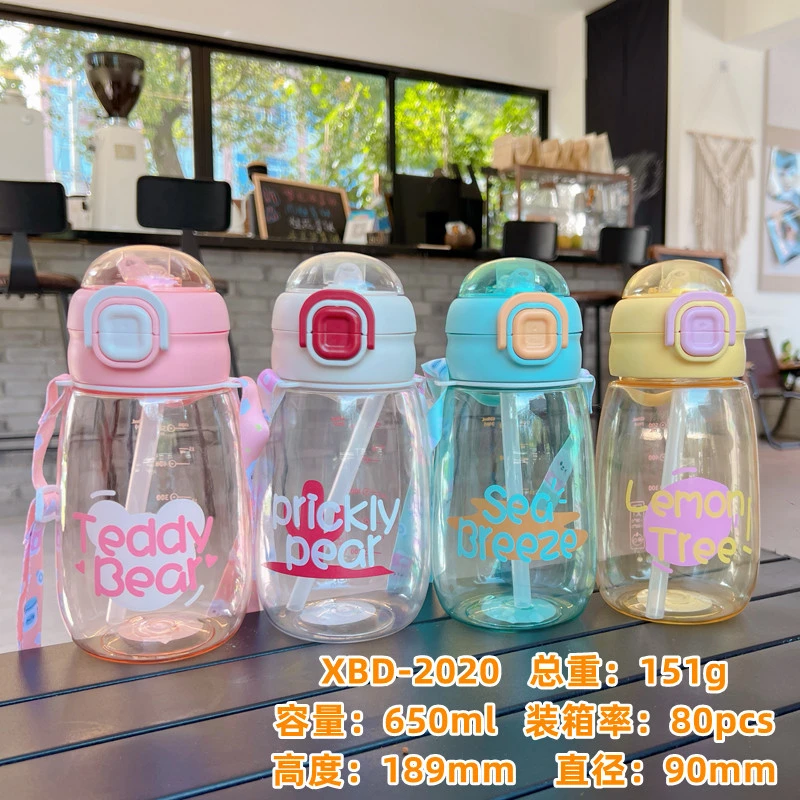 X152-XBD-2020 New Cartoon Cute Children's water Cup, kindergarten double-drinking cup with straw, student Super detail image 1
