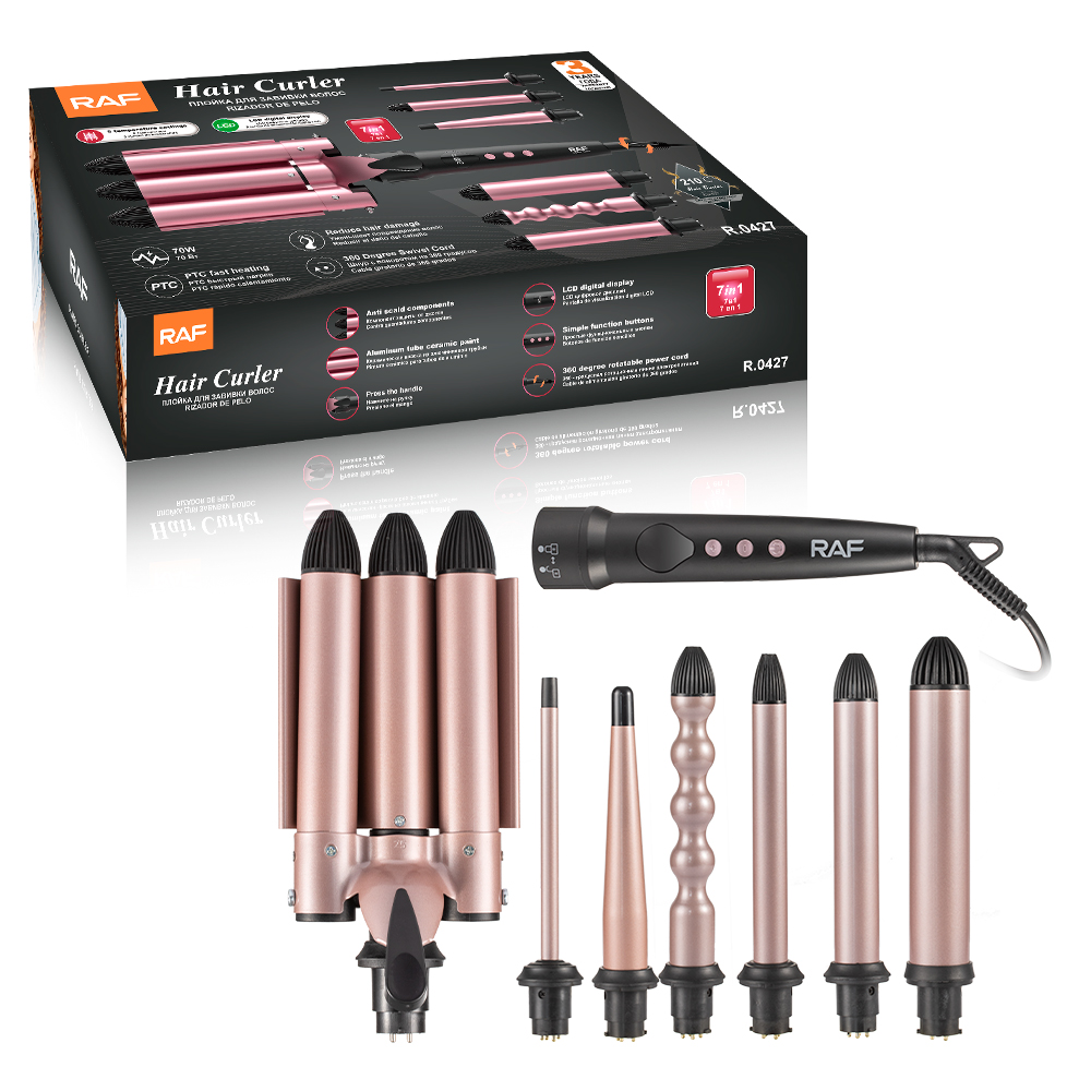 RAF European regulation Cross border 7 in 1 Curling iron omelette stick Water Ripple Curling iron Large roll Omelette head lazy splint details Picture