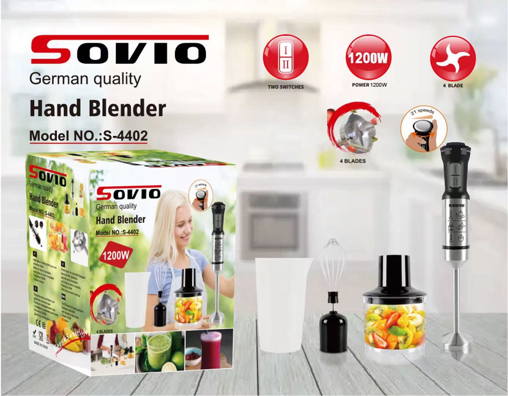 外贸跨境电商SOVIO多功能四合一手持搅拌棒料理机S-4402