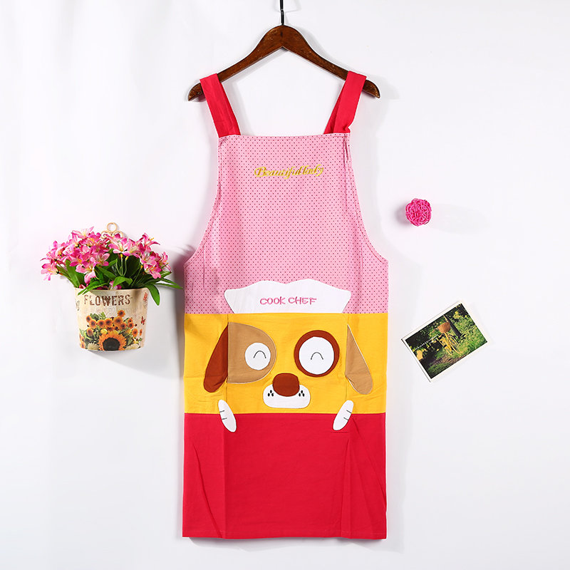韩版时尚布艺可爱厨房卡通反穿背心成人全棉围裙无袖坎肩防污烘焙花艺画画工作服详情10