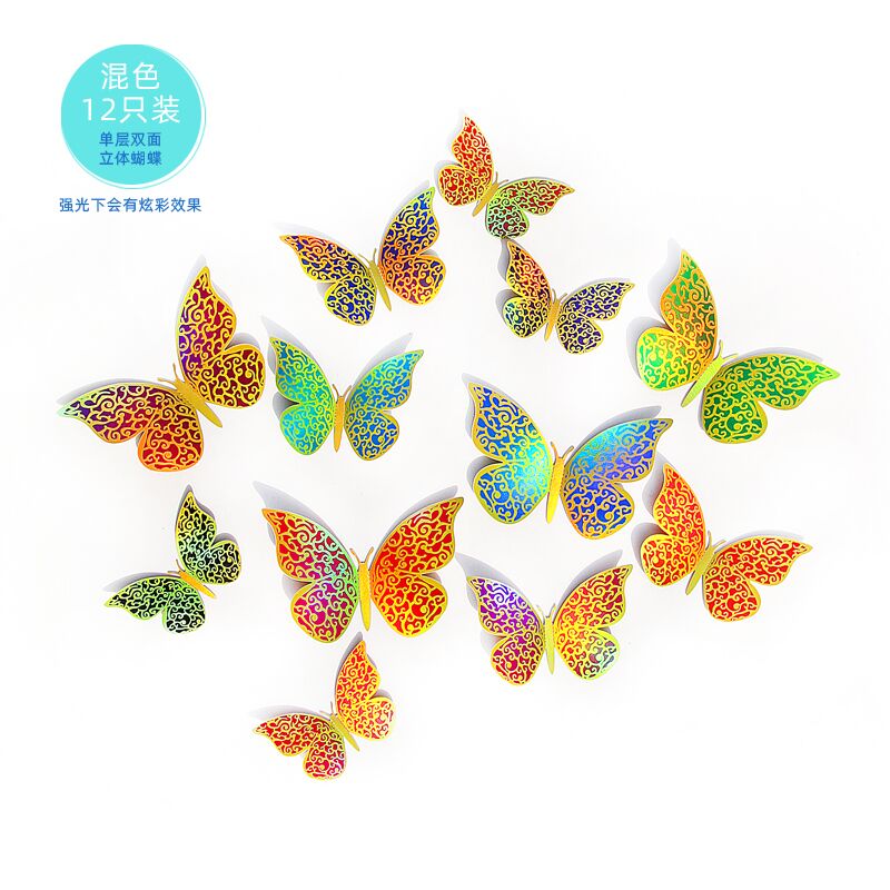 Simulated double-layer butterfly decorative supplies, butterfly party supplies, party festival butterfly decorative supplies Specification image