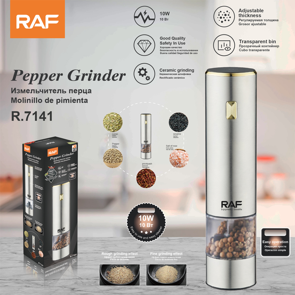 RAF wireless portable home pepper grinder, adjustable precision, transparent and visible, coarse grinding, fine grinding pic 3