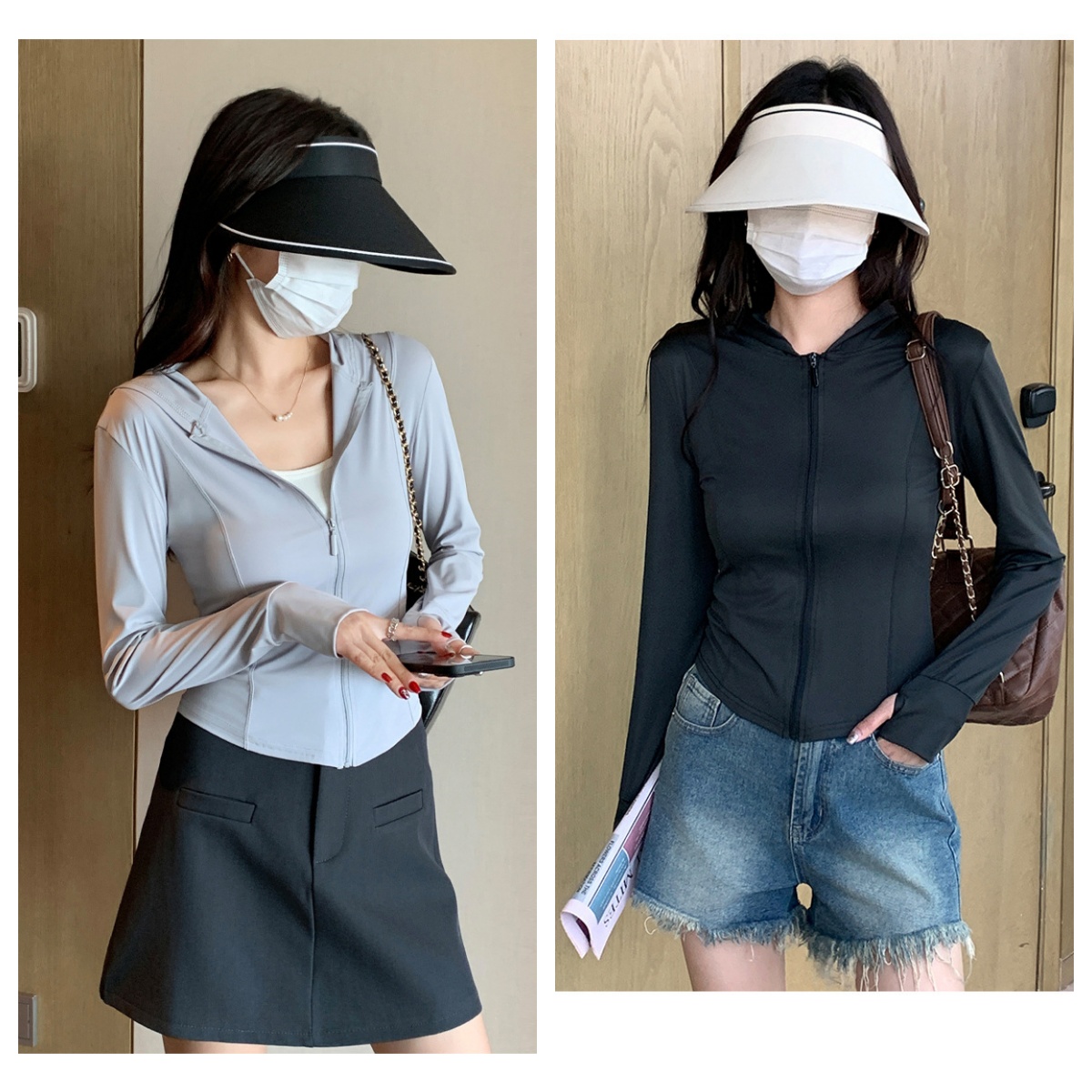 Cross-border sales of women's skinny-looking ice sunscreen clothing summer UV-proof breathable skin clothing thin sports sun-protective clothing full figure