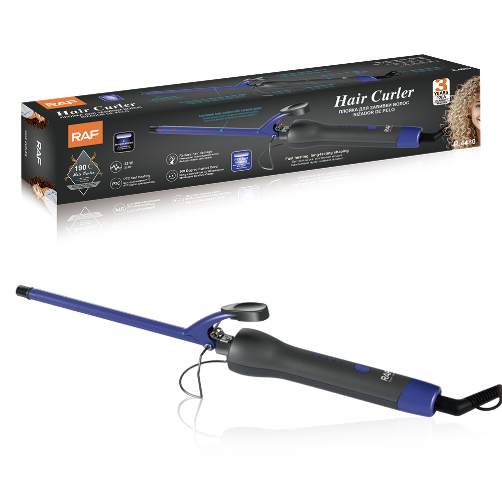 RAF new curling iron straightener ceramic splint dry and wet straight roll dual purpose large roll inside buckle bangs 360° rotation details Picture