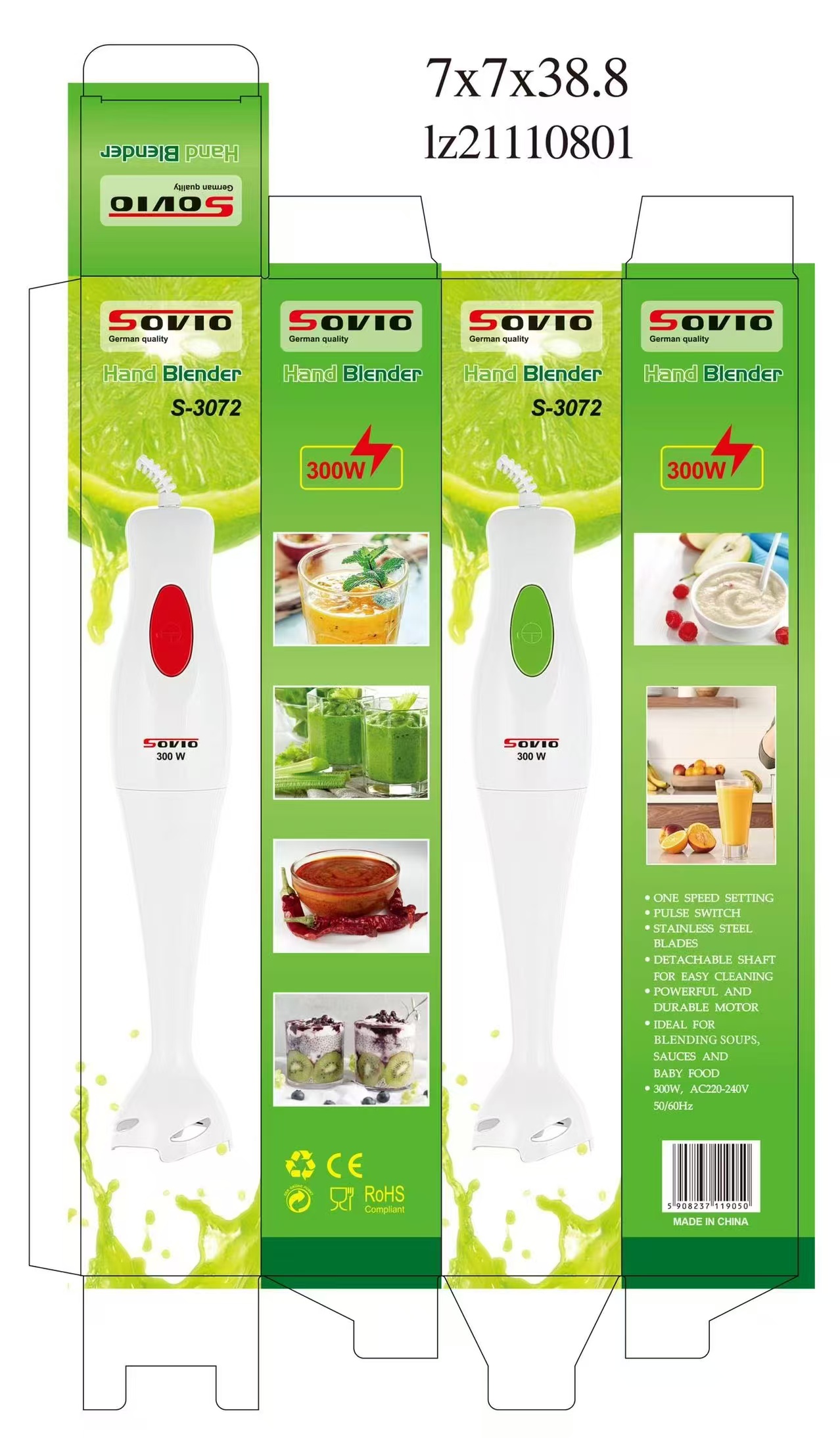 Foreign trade cross-border e-commerce SOVIO hand-held stirring stick cooking machine S-3072 full figure