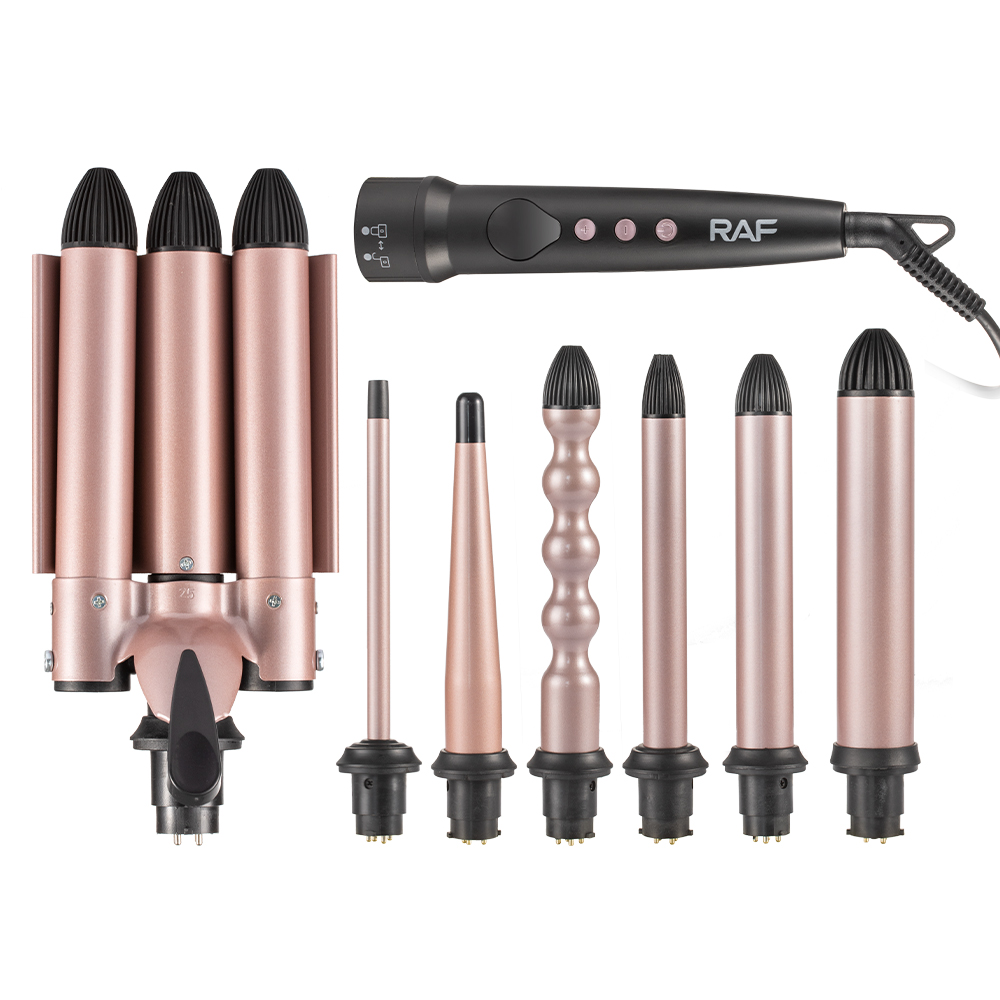 RAF European regulation Cross border 7 in 1 Curling iron omelette stick Water Ripple Curling iron Large roll Omelette head lazy splint Item Picture