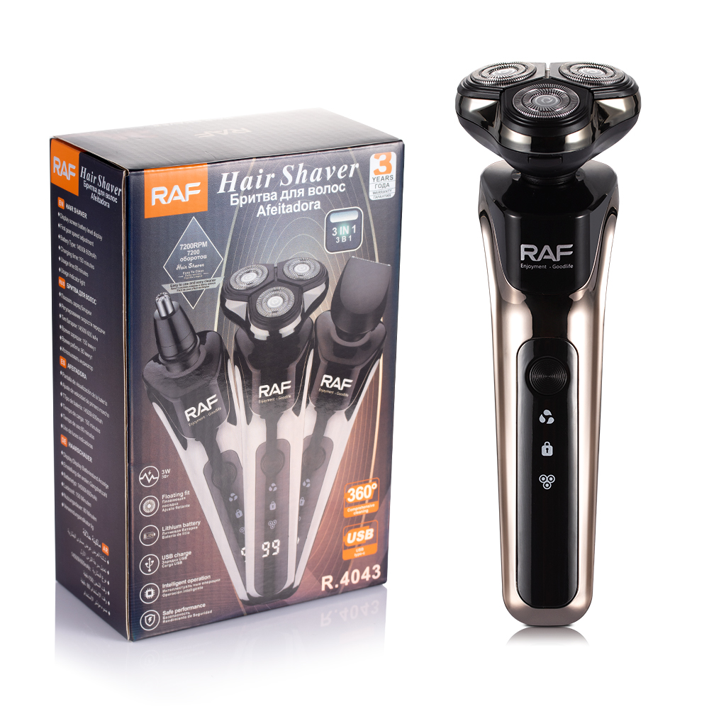 RAF Cross-border charging 3-in-1 electric men's shaver 3-head Wash Shaver Electric 3-head independent details Picture