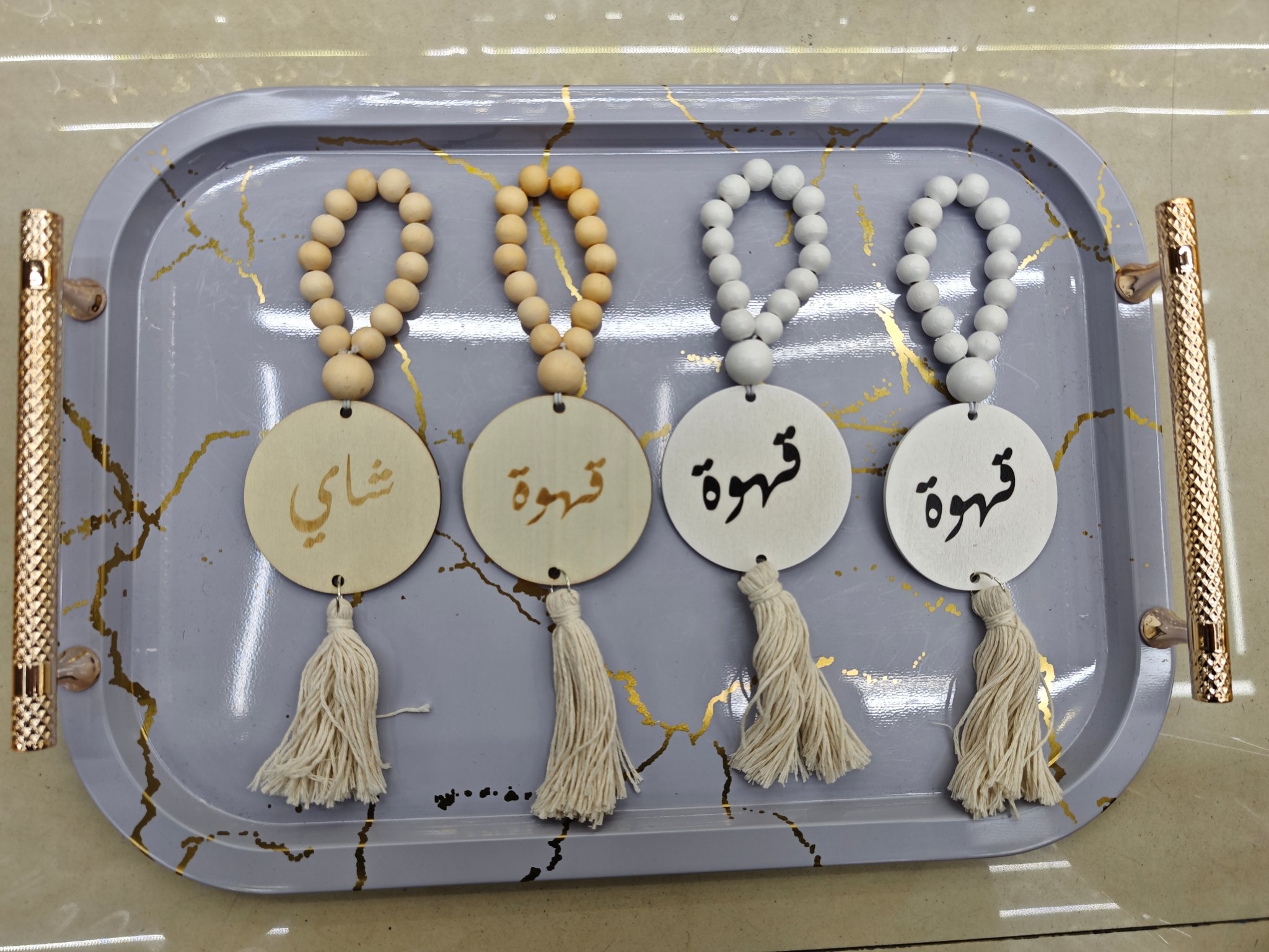 外贸中东风格保温壶项链木珠链流行定制阿文花色可批发