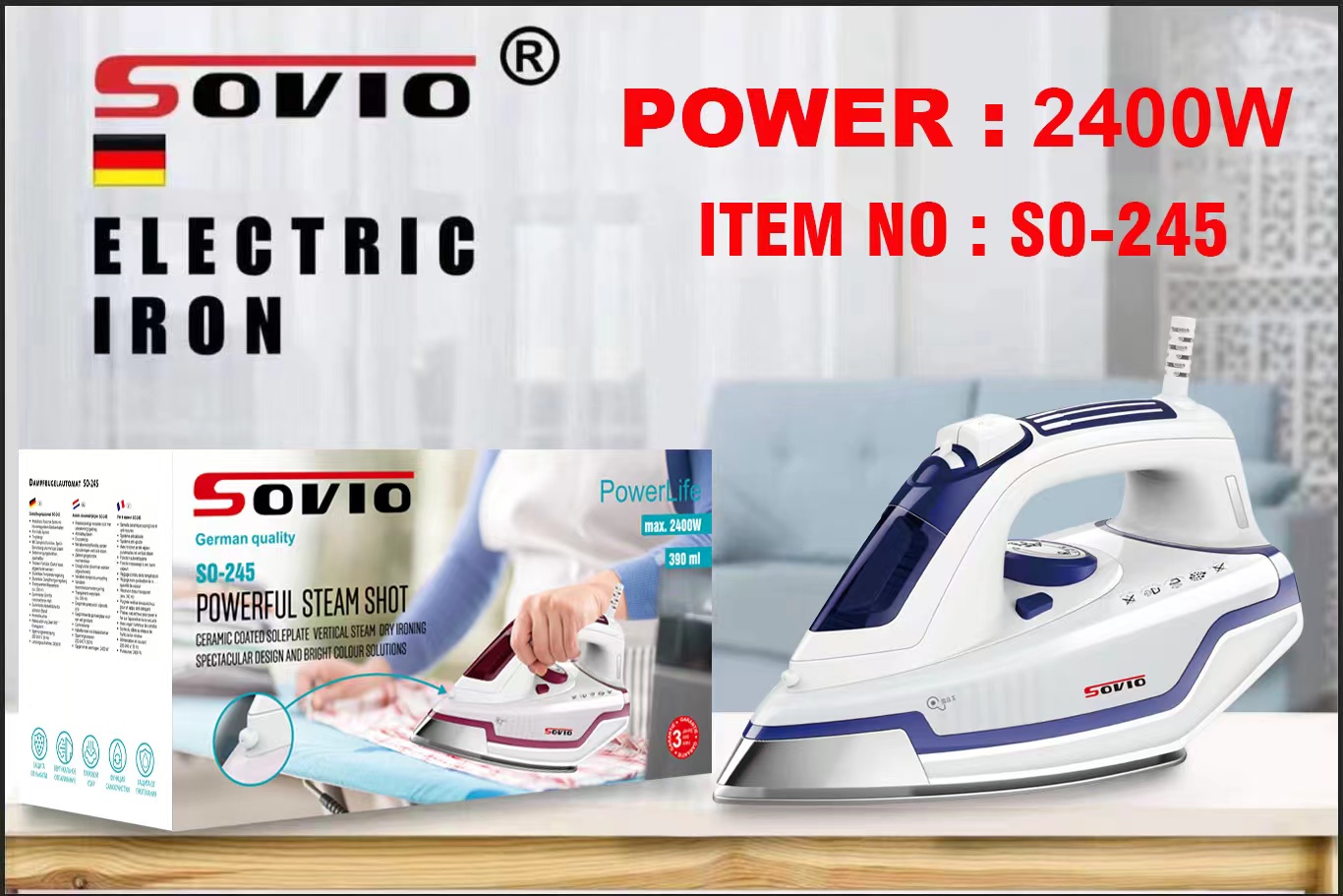 SOVIO steam iron SO-245 Application Scenario