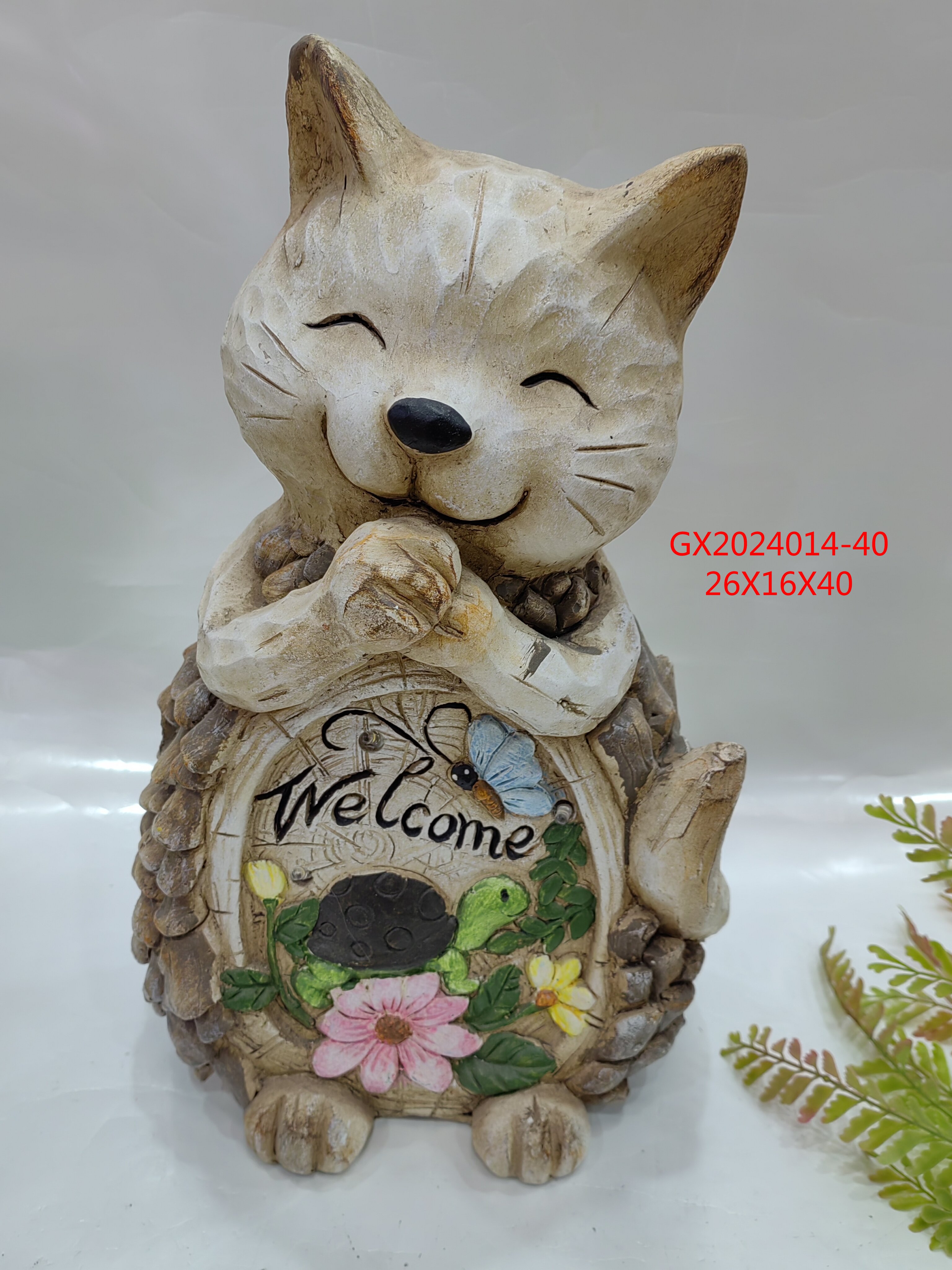 卡通动物树脂工艺品花园摆件春天系列可爱小猫
