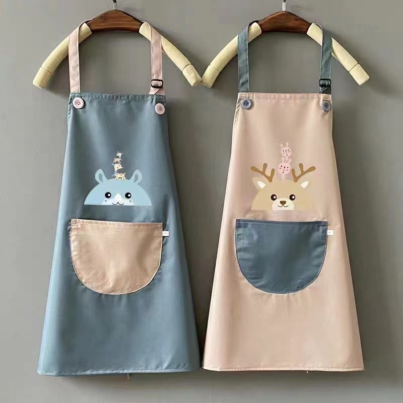 Apron for home kitchen, waterproof and oil-resistant, cute, special for catering, men's and women's work clothes, waistband, hand-drying, baking, neck-hanging apron, women's sleeveless Korean version Item Picture