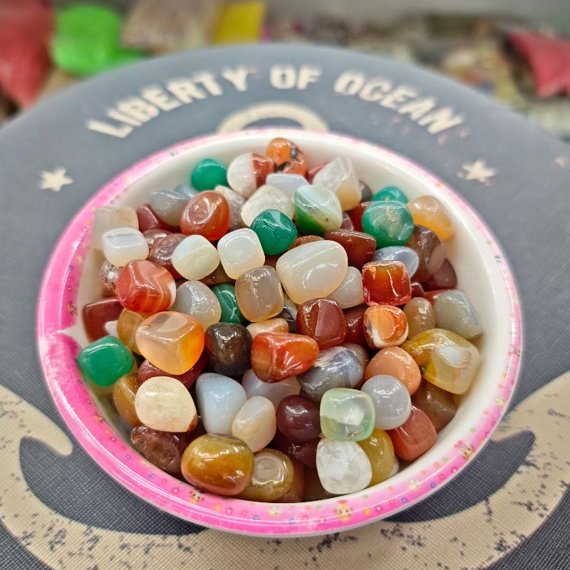 Wholesale of 12-15mm natural colored agate round stones, medium-sized round agate stones with mixed colors, crystal small stones, fish tanks, vases and decorative ornaments Specification image