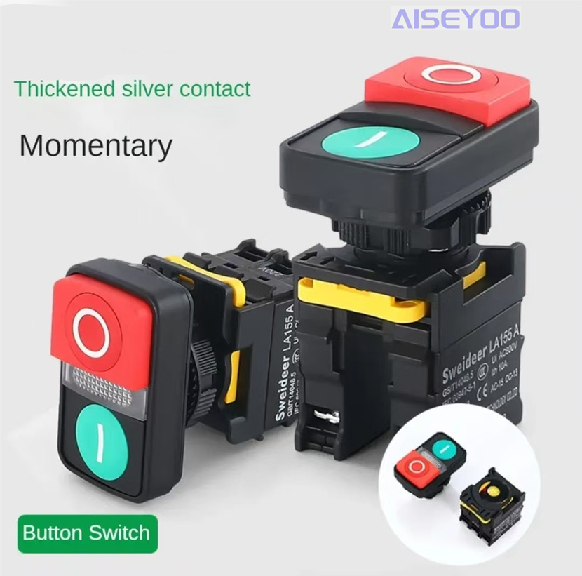 Self-resetting dual-position push-button switch, dual-key switch with light, 12V, 24V, 220V switch button, 22MM