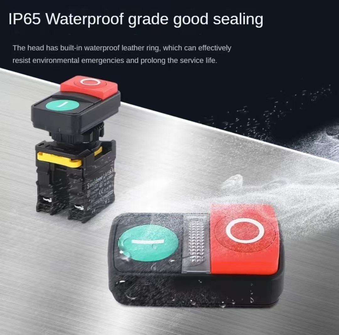 Self-resetting dual-position push-button switch, dual-key switch with light, 12V, 24V, 220V switch button, 22MM details Picture