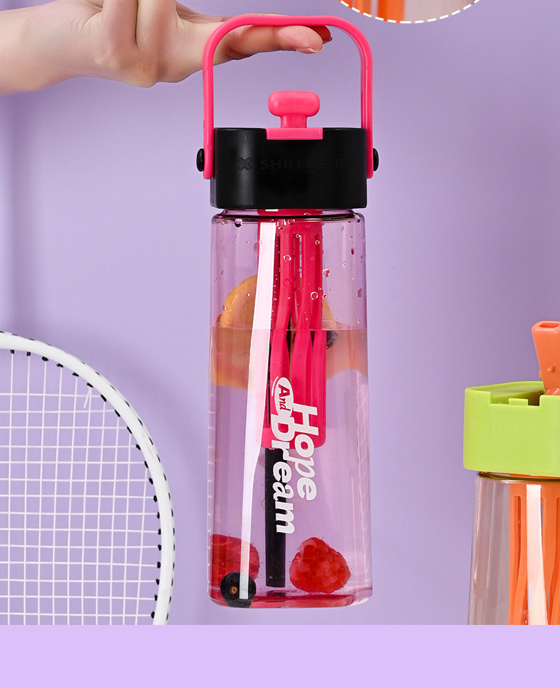 Z37-H853 New Creative water Cup, tower-shaped straw cup, portable handle cup, tea water isolation cup, outdoor water cup detail image 7