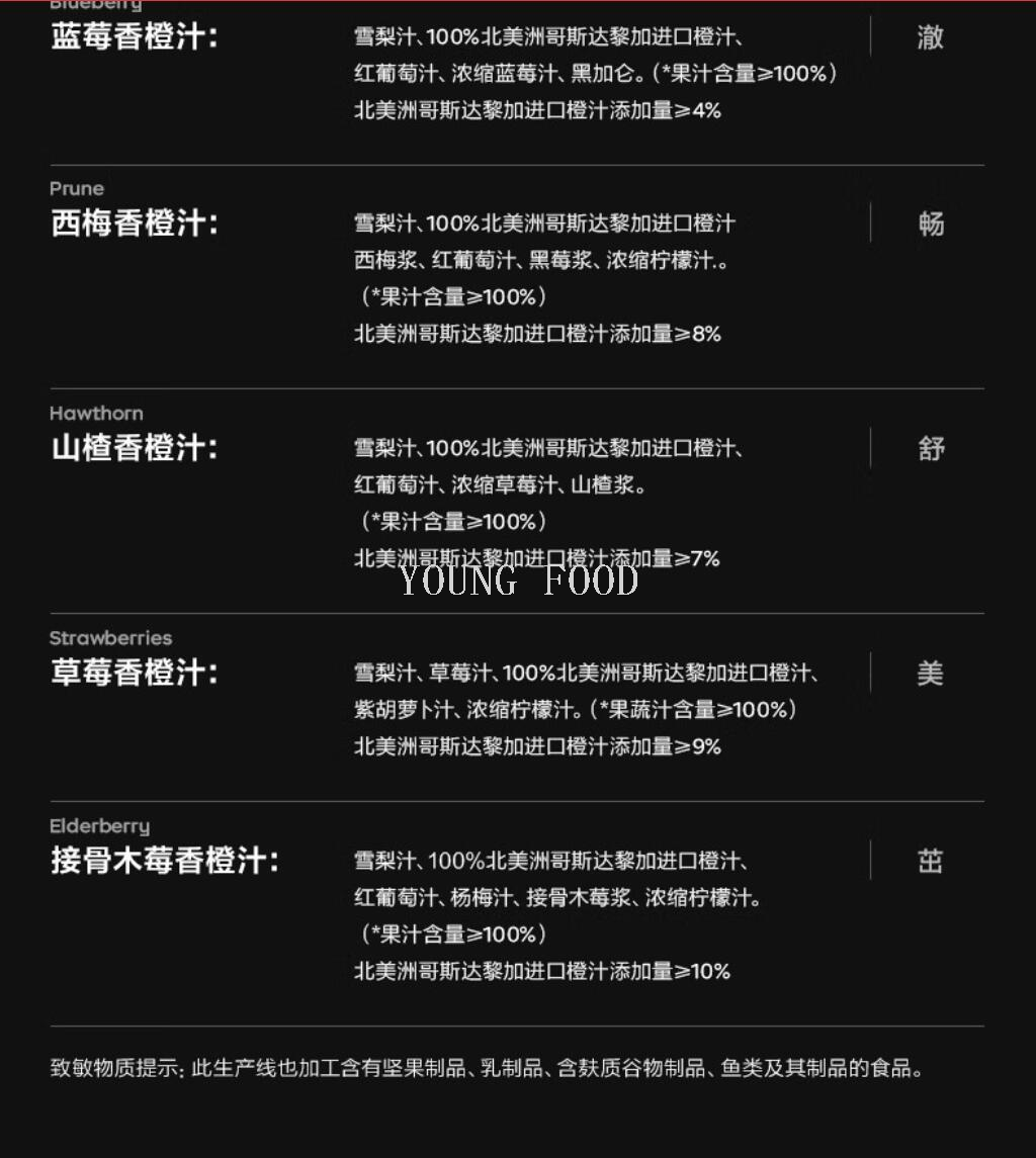 包邮！零食手办100%纯橙汁哥斯达黎加橙果汁 西梅120g详情18