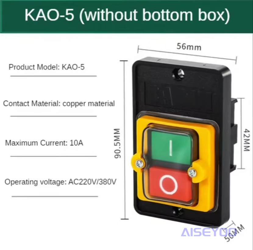 KAO-5H/5M防水型控制开关KA0-5M/H 220/380V10A台钻按钮KAO-10KH详情8