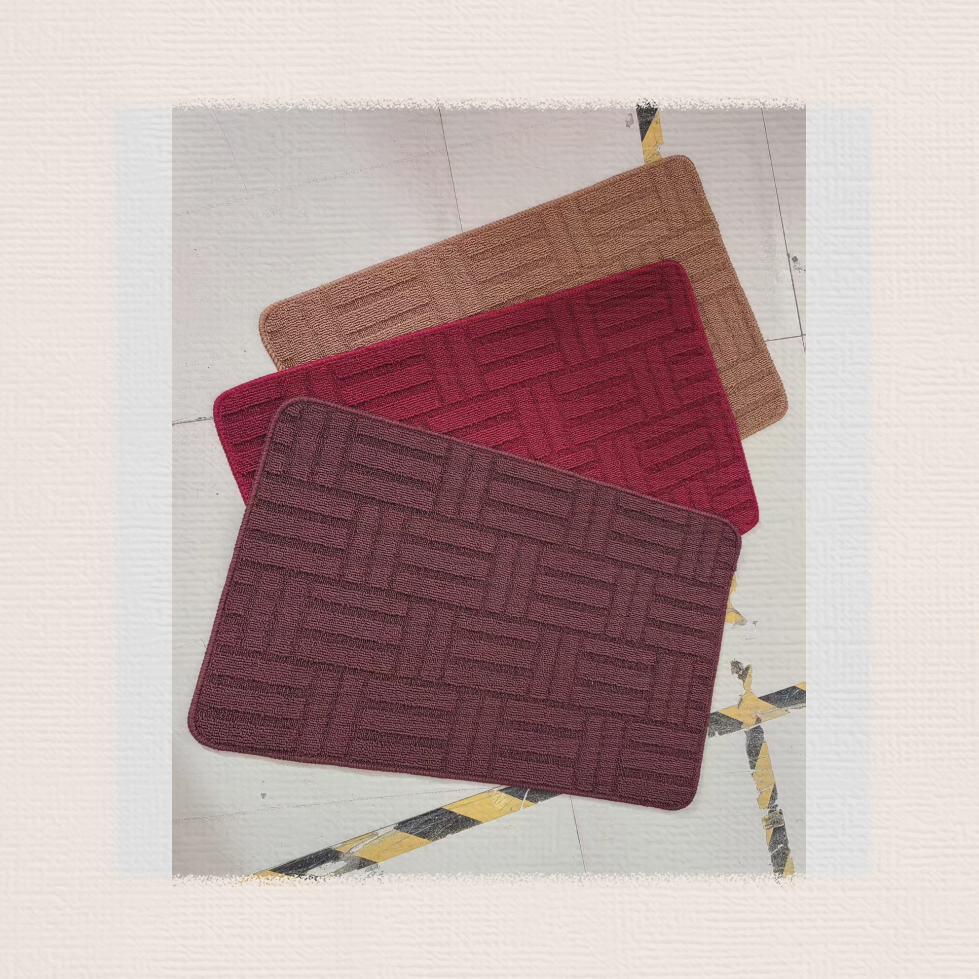 New plain high and low loop velvet floor MATS, anti-slip floor MATS, polypropylene foot MATS, indoor MATS, home MATS, and popular export floor MATS in 5 colors, good quality, anti-slip size 38*58CM details Picture