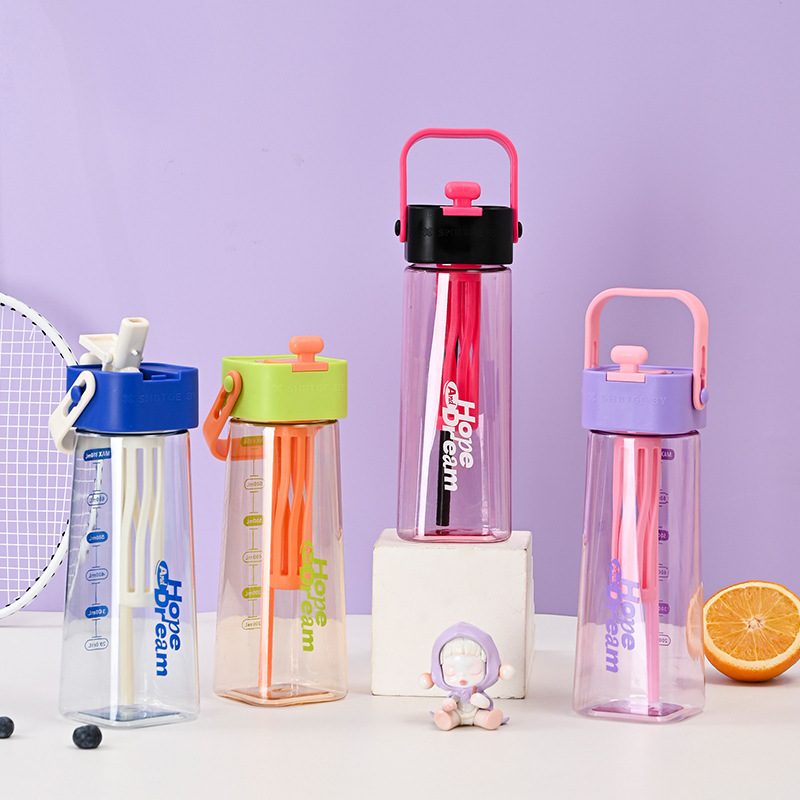 Z37-H851 New Creative water cup, tower-shaped straw cup, portable handle cup, tea water isolation cup, outdoor water cup