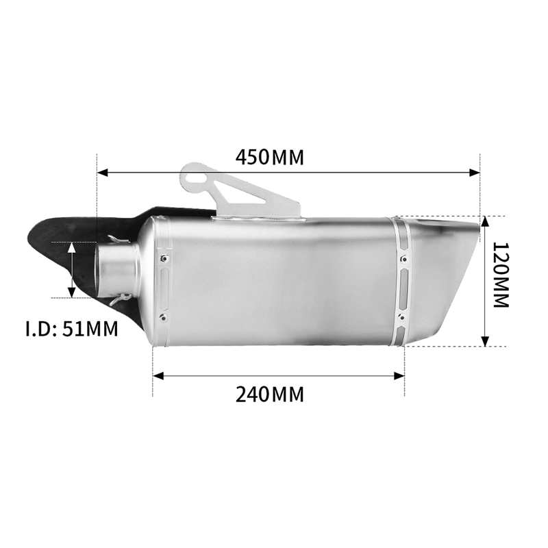 Motorcycle general exhaust pipe oblique triangle tail section applies to Z900 R3 MT07 K11 general muffler tail throat details Picture