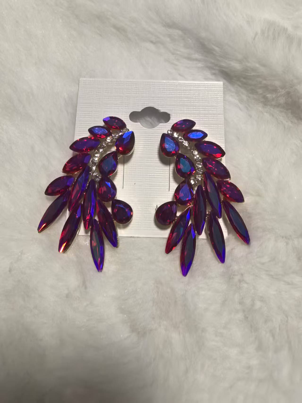 欧美时尚女士左右对称水滴玻璃切面银针耳环耳饰赛涛饰品-124