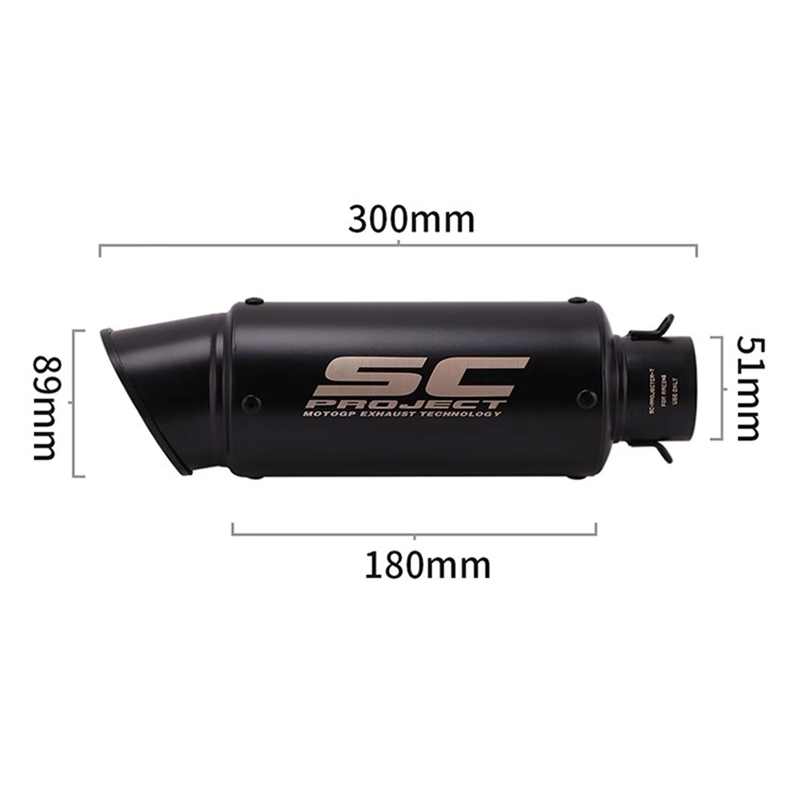 Suitable for motorcycle off-road vehicle level line small endurance Kawasaki large displacement gun barrel SC diagonal blast street general exhaust pipe suitable for most models Specification drawing