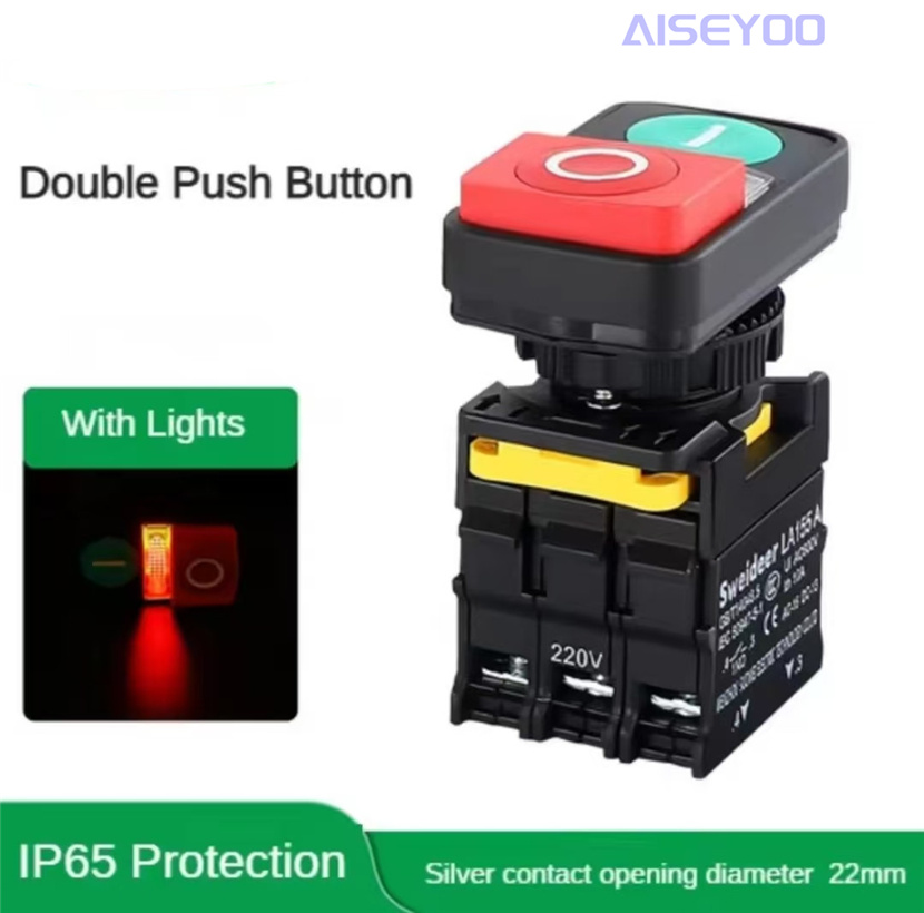 Self-resetting dual-position push-button switch, dual-key switch with light, 12V, 24V, 220V switch button, 22MM pic 7