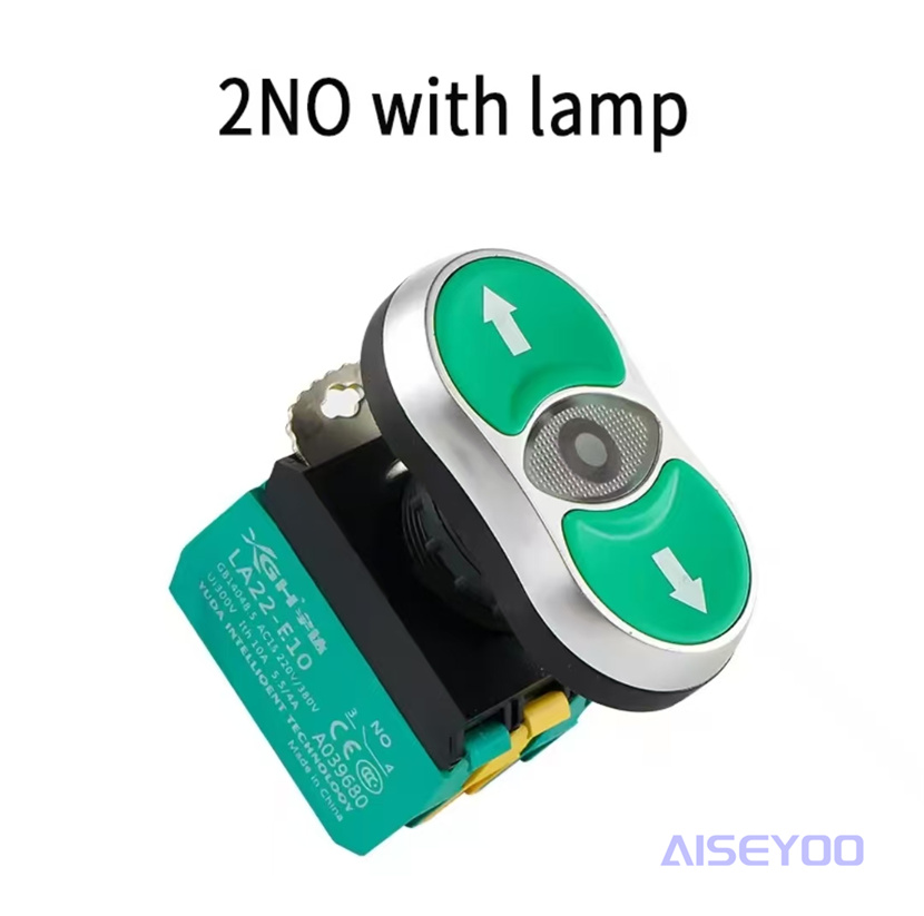 The LA22E module features a dual-position button with a light, a STOP self-resetting three-key control button, a 22mm red and green start and stop switch Application Scenario