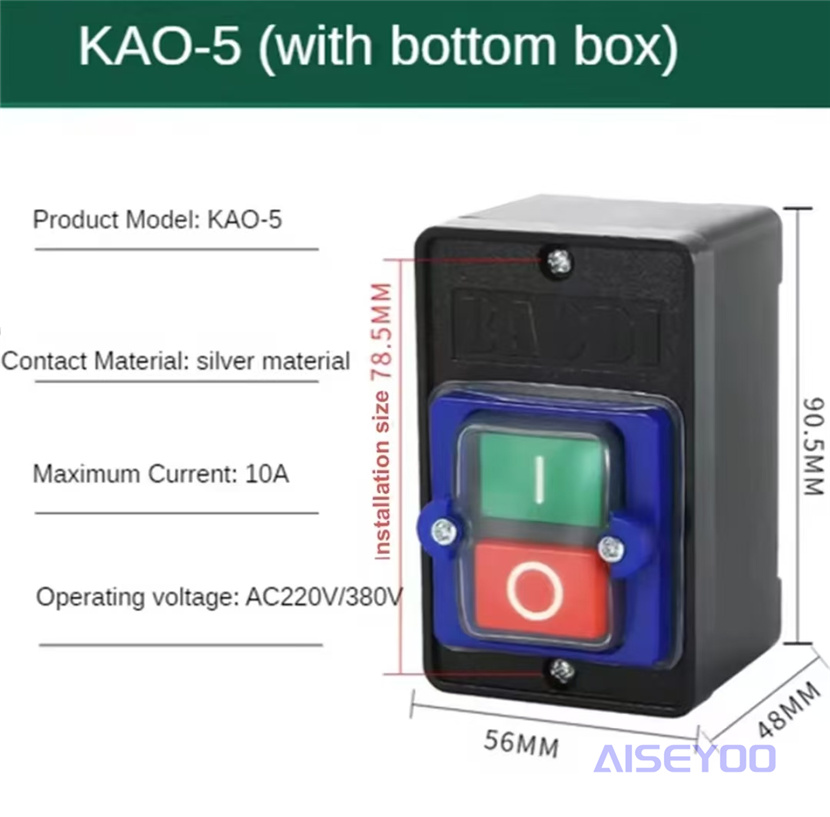 KAO-5H/5M防水型控制开关KA0-5M/H 220/380V10A台钻按钮KAO-10KH详情9