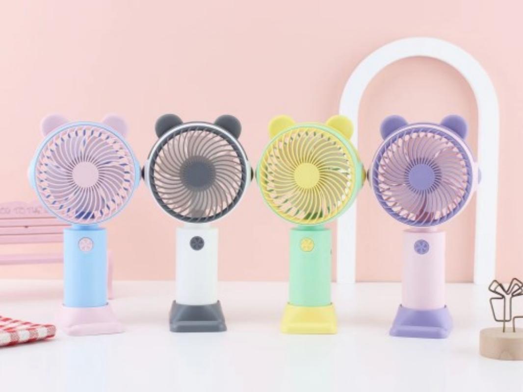 简约手持USB充电小风扇 便携手持带灯风扇 