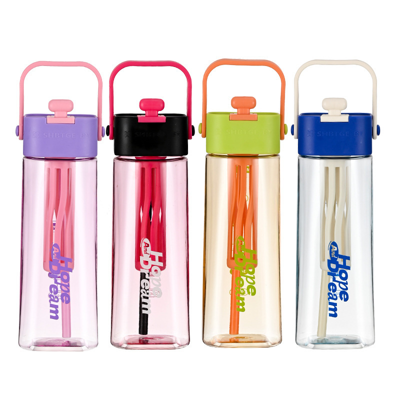 Z37-H853 New Creative water Cup, tower-shaped straw cup, portable handle cup, tea water isolation cup, outdoor water cup details Picture