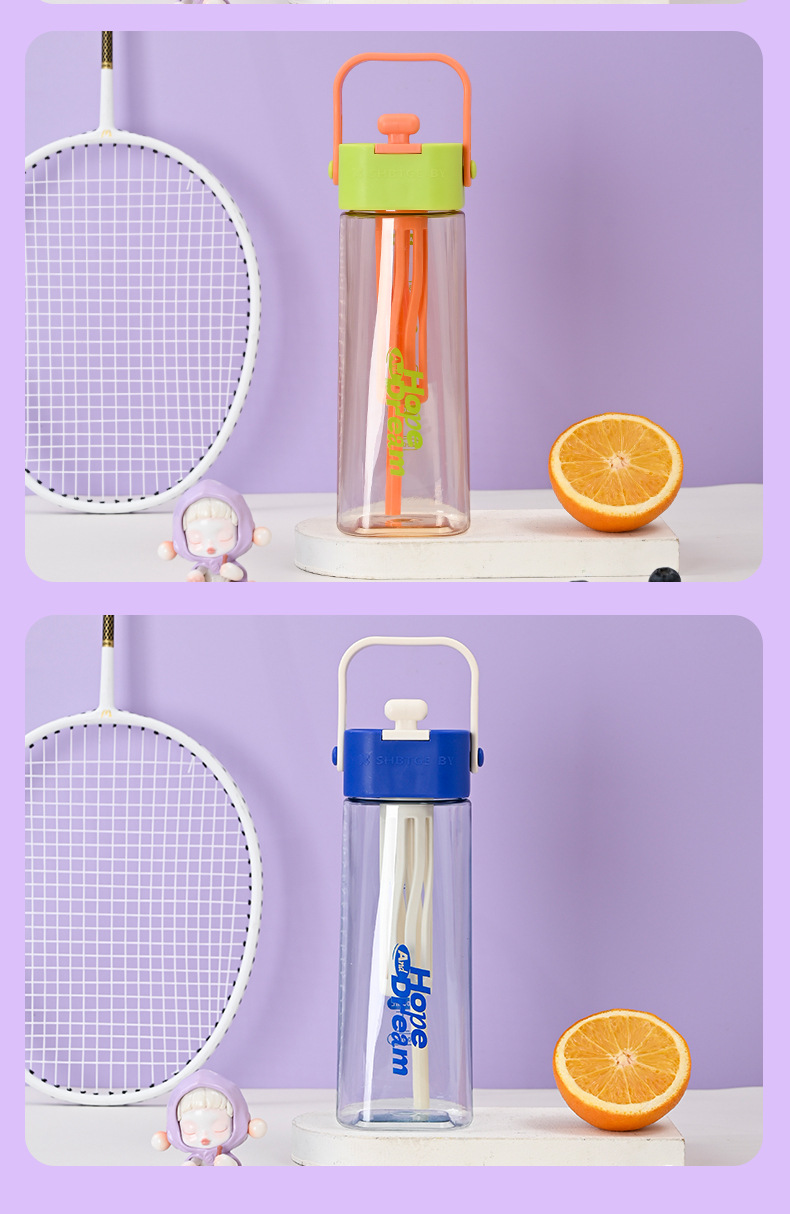 Z37-H853 New Creative water Cup, tower-shaped straw cup, portable handle cup, tea water isolation cup, outdoor water cup detail image 11