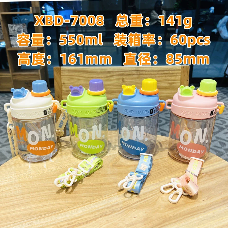 X152-7008 Double-spout straw cup, summer water cup for girls, cute portable cup for children, high appearance level for students, plastic water bottle for adults detail image 1