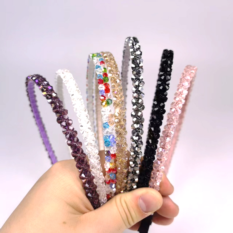 High-end Korean-style headband, colorful crystal headband, hand-woven beaded hair accessory, fashionable and super bright accessory for women Specification image