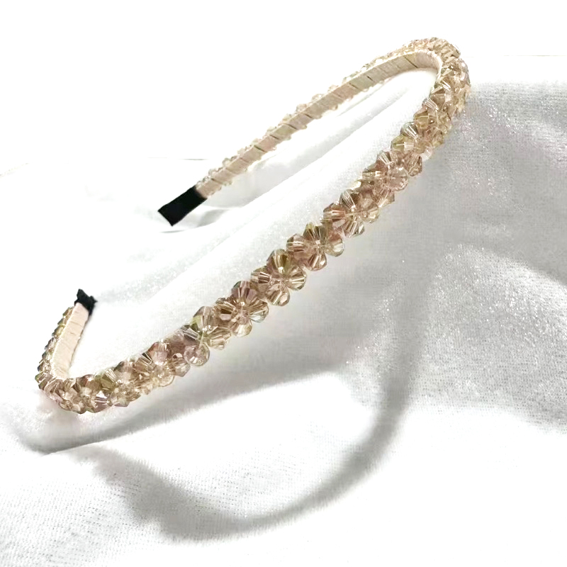 High-end Korean-style headband, colorful crystal headband, hand-woven beaded hair accessory, fashionable and super bright accessory for women Item Picture